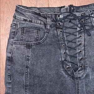 Lace Front Black Jeans